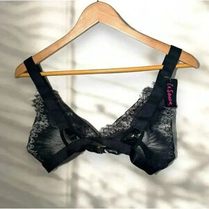 NWT OH LA LA  CHERI BRALETTE DELICATE BLACK LACE GOTH FAIRY L/XL